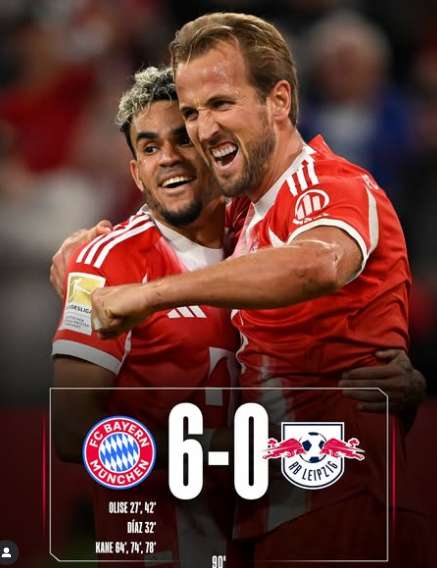 Harry Kane Hattrick! Bayern Munich Hancurkan RB Leipzig 6-0 di Laga Pembuka Bundesliga