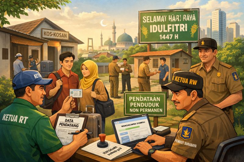 Pemkot Surabaya Terbitkan SE Pengendalian Pendatang Pasca Lebaran 2026, RT/RW Diminta Perketat Pendataan