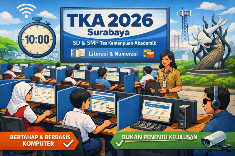 TKA 2026 di Surabaya Digelar Bertahap Berbasis Komputer, Bukan Penentu Kelulusan