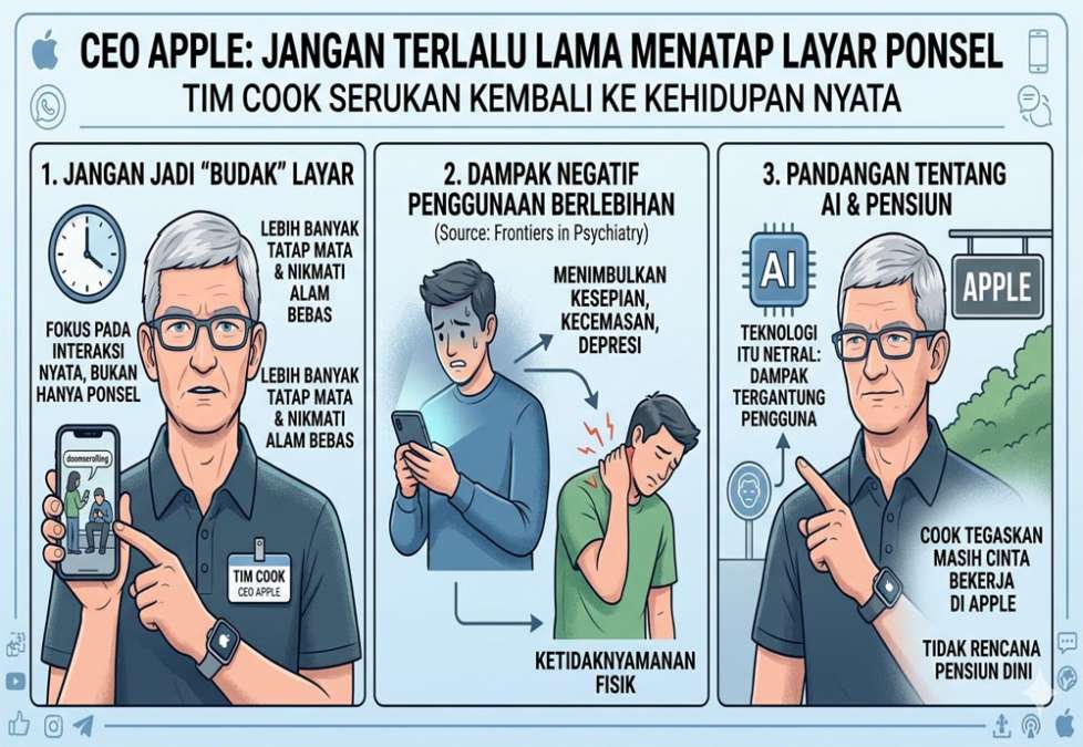 Bos Apple Tim Cook: Stop Habiskan Umur di Layar Ponsel, Balik ke Kehidupan Nyata!