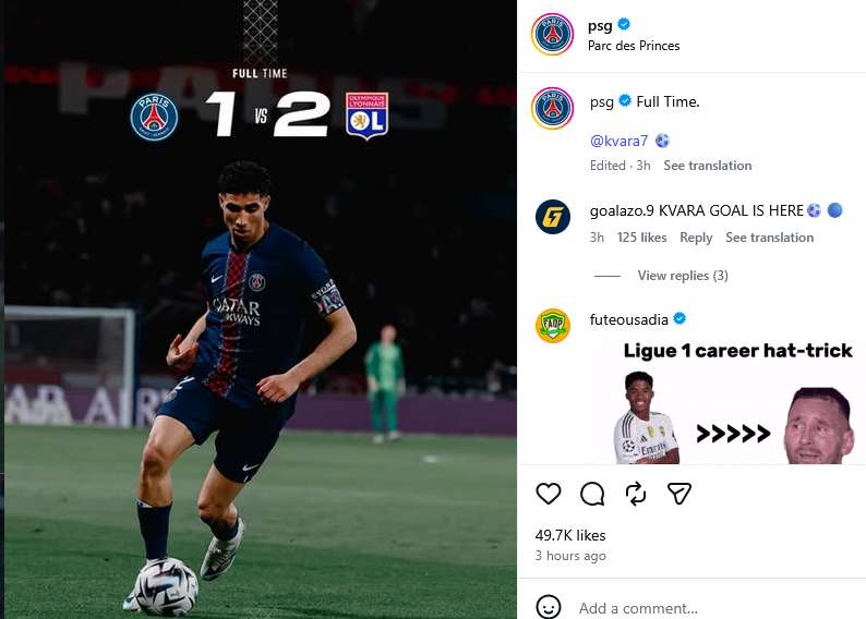 PSG Tumbang di Parc des Princes, Lyon Pangkas Selisih dan Dekati Tiket Liga Champions