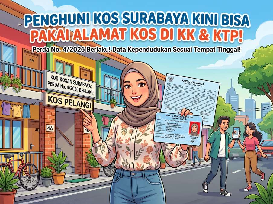 Penghuni Kos di Surabaya Kini Bisa Bikin KK dan KTP Pakai Alamat Tempat Tinggal, Begini Aturannya!